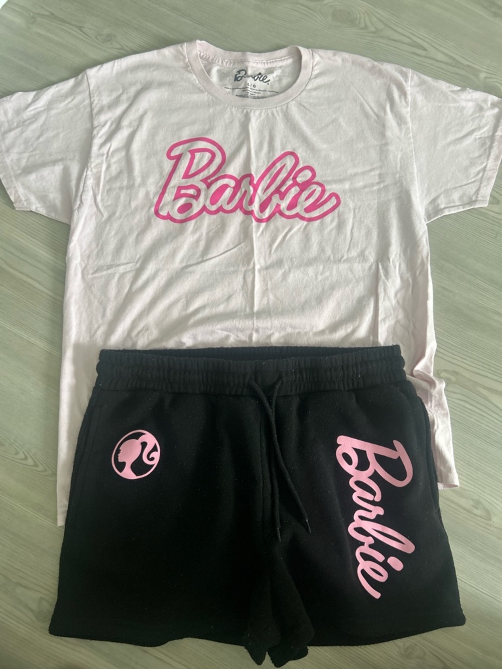 Barbie Pink Logo T-Shirt and Black Shorts Set